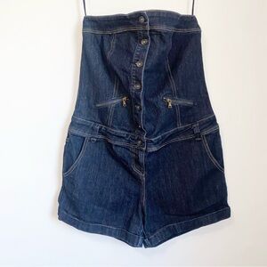 Torrid Strapless Denim Button-Up Shorts Romper 12